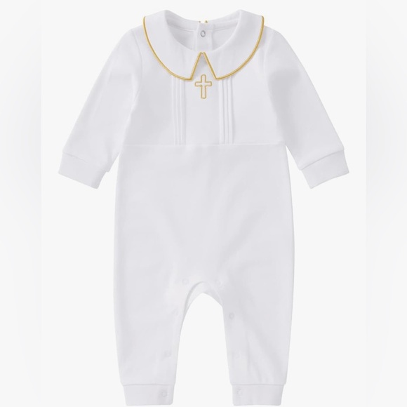 Other - White and Gold Cross 3-6 Month Infant Baby One Piece for Baptism